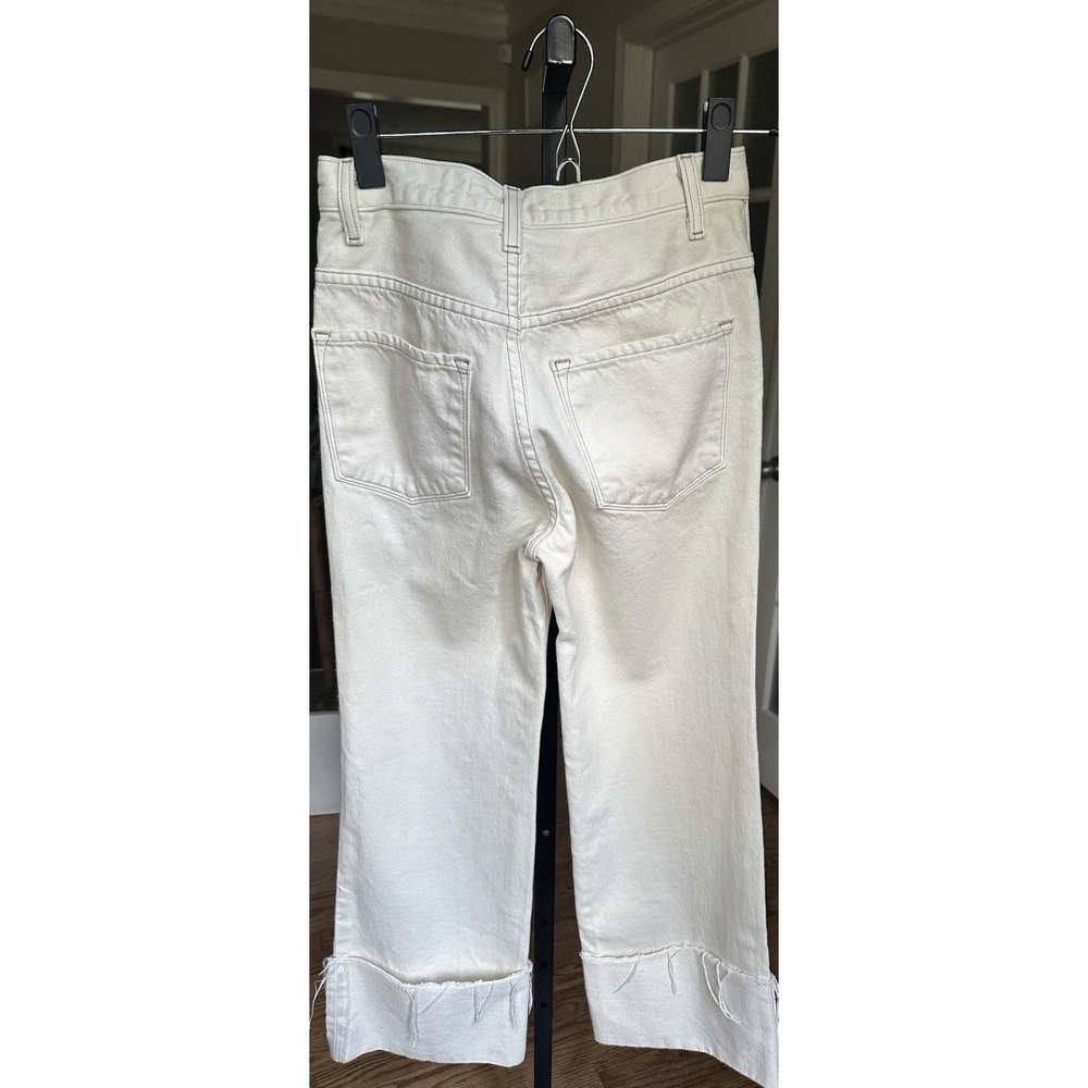 J Brand Joan Crop Jeans Women's Size 24 White Macadamia Frayed Hem Straight Leg - Picture 6 of 10